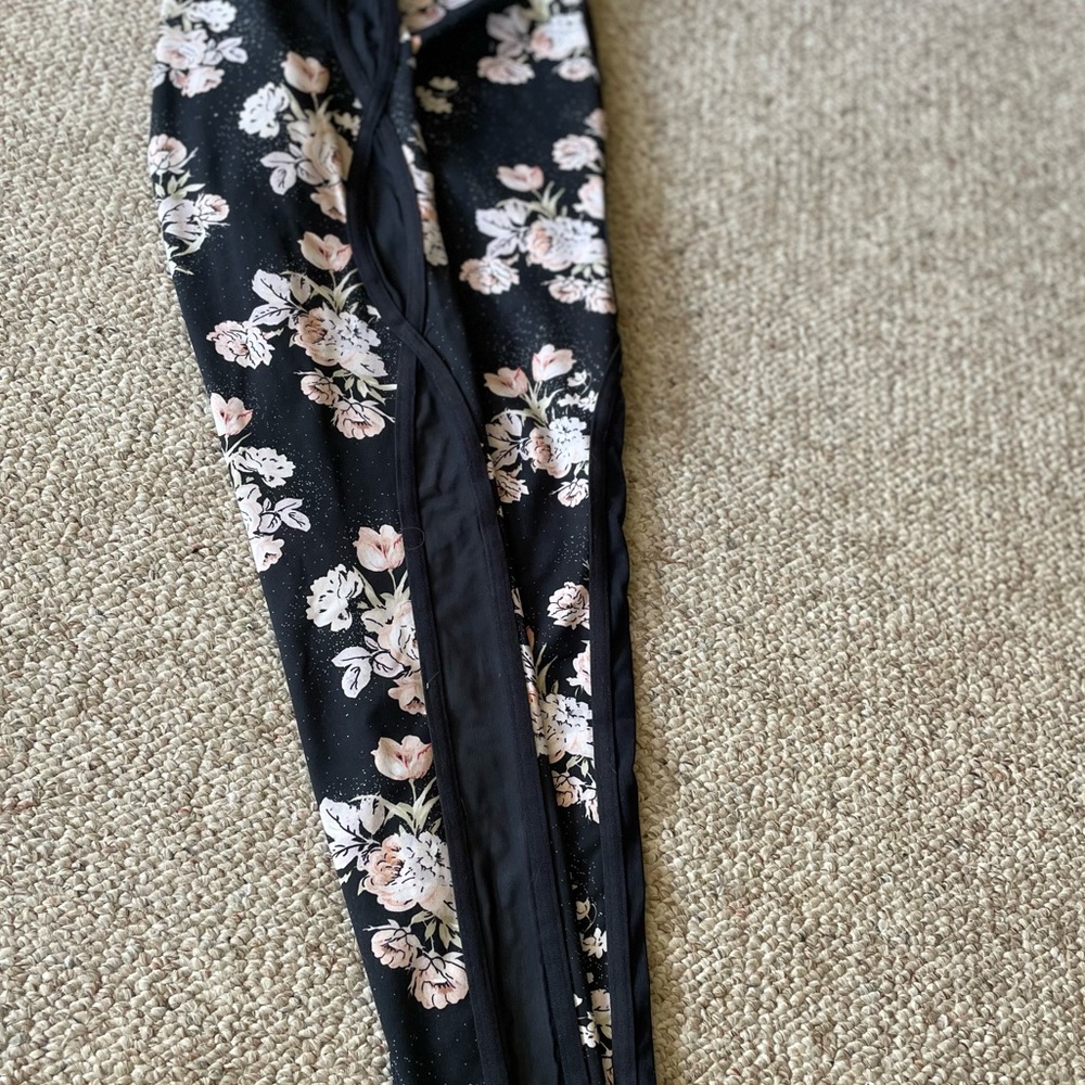 Mesh detail floral free people movement high waisted legging